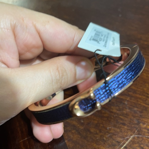 COACH Rose Gold Midnight Signature Push Hinged Bangle Bracelet - Picture 5 of 5